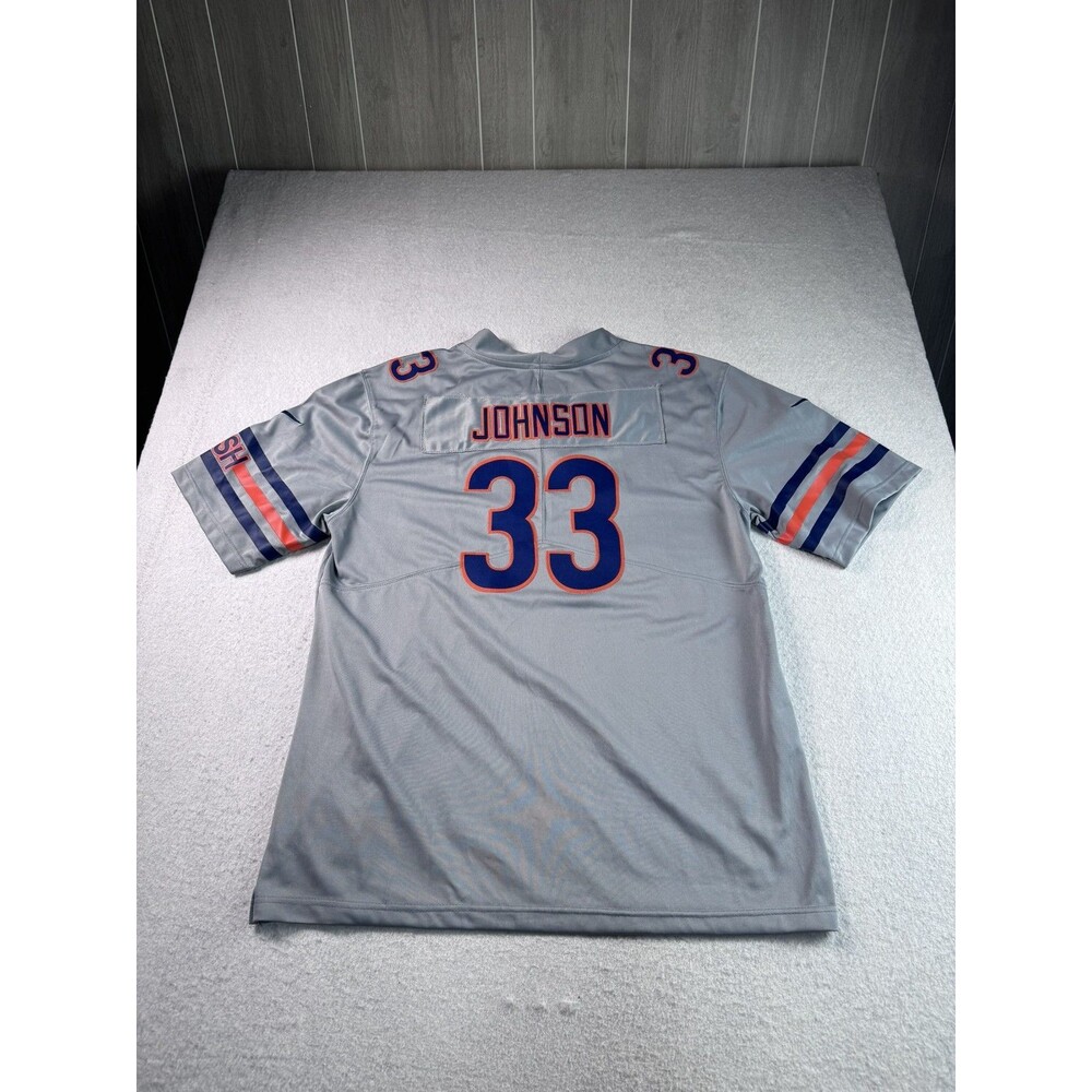 Nike NFL Johnson 33 Grey Blue Orange Football Jersey Men's XL On Field Fan